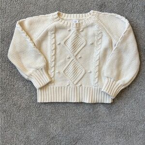 Gap kids cable knit sweater, cream, size 5